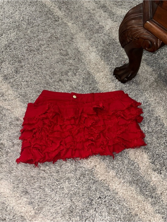 Jacquemus Dresses & Skirts - Jacquemus Raphia Ruffled Red Mini Skirt - Women's Stylish Layered Design